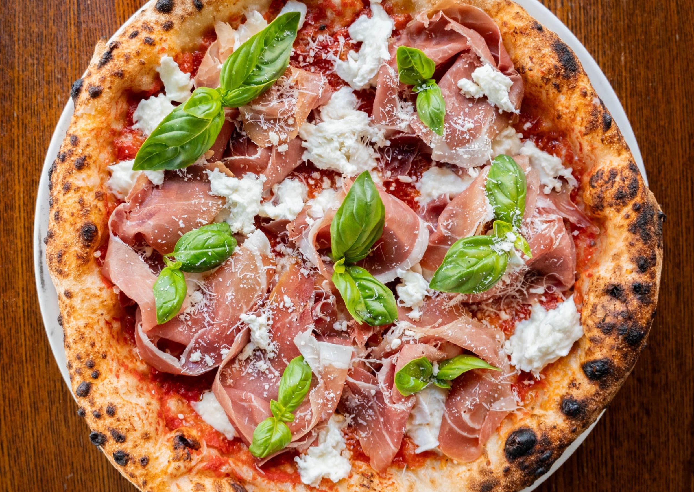 Woodfired Pizza with Prosciutto & Burrata